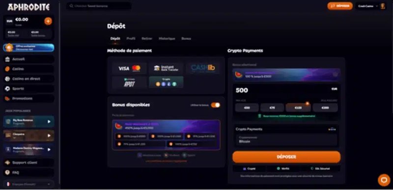 Explorez aphrodite casino paiement